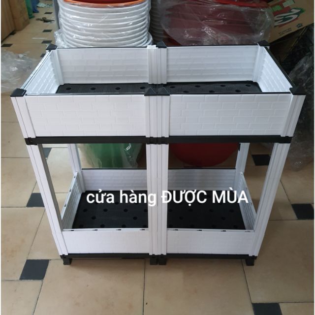 Chậu lắp ghép trồng rau thông minh 2 tầng D80xR40xC78cm