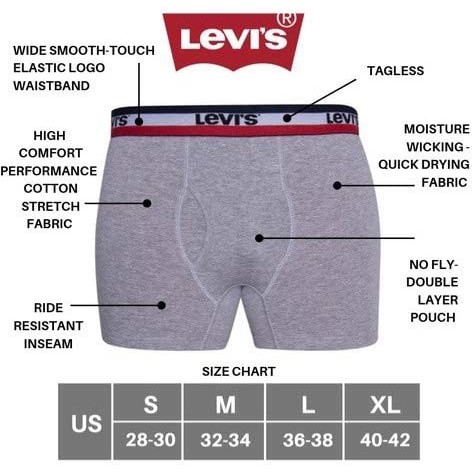 [Nhiều màu] Quần lót nam Levi's Men's Cotton Stretch 3-Pack Boxer Briefs