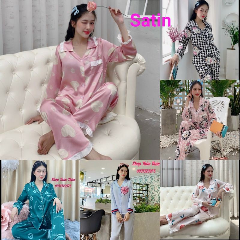 Đồ Bộ Pijama - Bộ Mặc Nhà Lụa Satin Cao Cấp Quần Dài Tay Dài Hàng Có Size🎀Giảm 10K Đơn 200K
