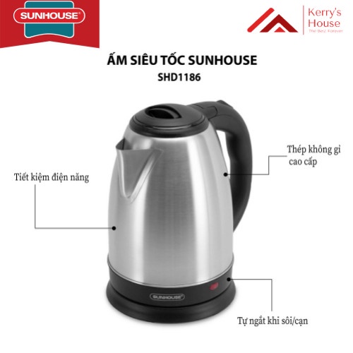 Ấm siêu tốc inox SUNHOUSE SHD1186