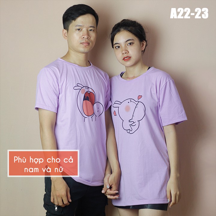 [QUÀ LÀ VÒNG TAY[ Áo thun đôi, Áo phông nam nữ Wado chất cotton mềm mịn in hình icon cute mã A22-23