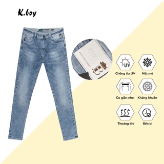 Quần jean nam trơn xanh nhạt KBOY SHOP  form trẻ trung, trơn gối ống ôm chất bò cao cấp vải mềm mịn hợp dáng - QJ27