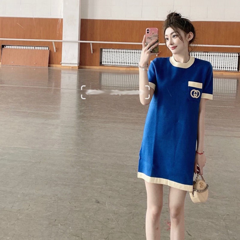 Đầm Nhỏ Màu Xanh Dương Phong Cách Pháp Cá Tính Thời Trang Xuân Thu 2021 Mới Cho Nữ