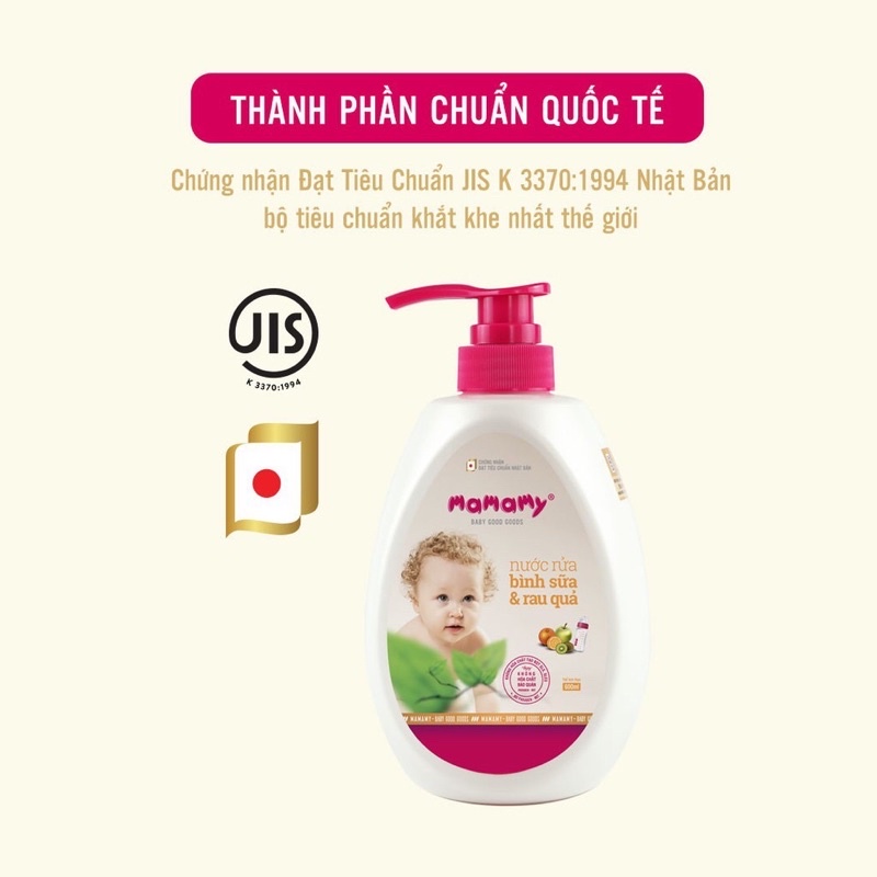 NƯỚC RỬA BÌNH SỮA VÀ RAU QUẢ MAMAMY 600ml