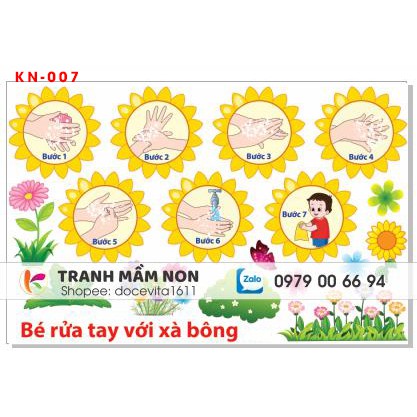 Decal mầm non - 7 bước rửa tay Khổ lớn 127x80