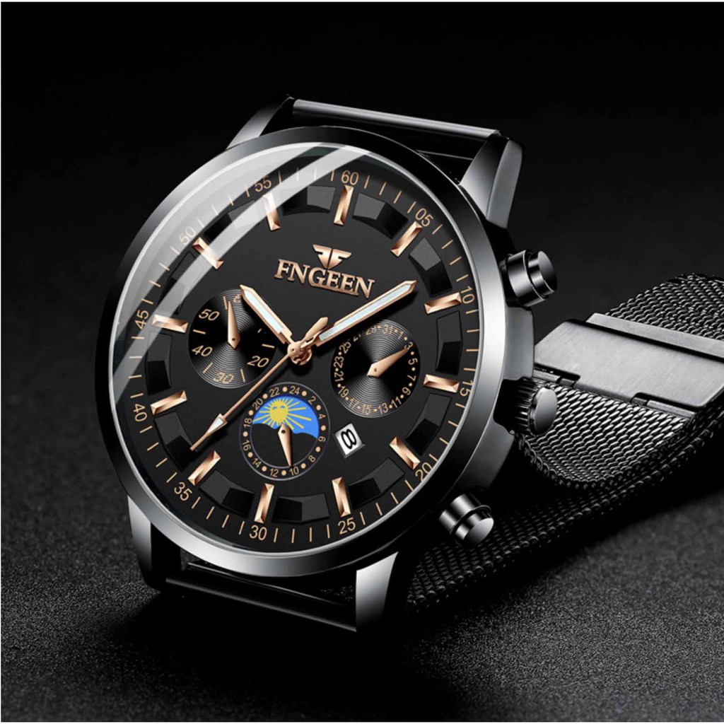 Đồng hồ nam FNGEEN chính hãng, dây thép nhuyễn lịch lãm sang trọng, siêu giảm giá, lên tay cực đẹp ( Mã: AF21 )