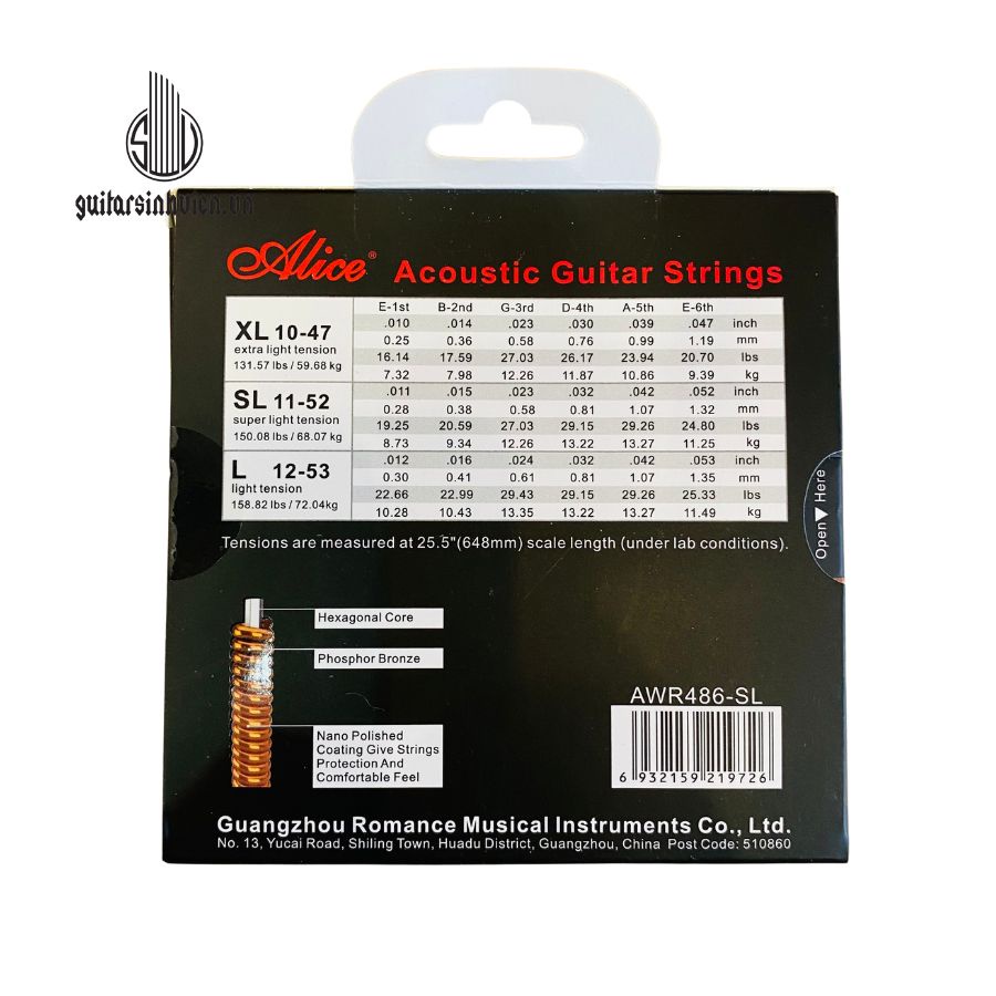 Dây Đàn Guitar Acoustic Alice AWR486 Chính Hãng - Dây Đàn Phủ Nano Cao Cấp - Dây Alice Chính Hãng