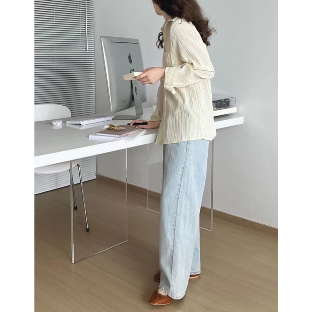 Áo sơ mi thô mềm vải dập