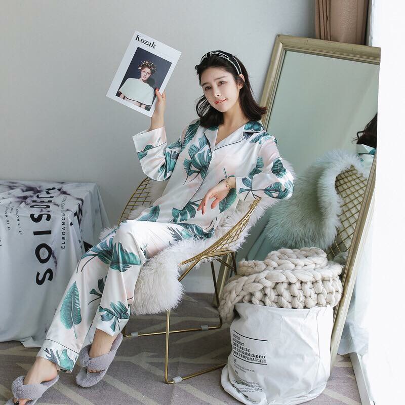 Bộ ngủ lụa dài tay họa tiết siêu xinh-BN008 | BigBuy360 - bigbuy360.vn