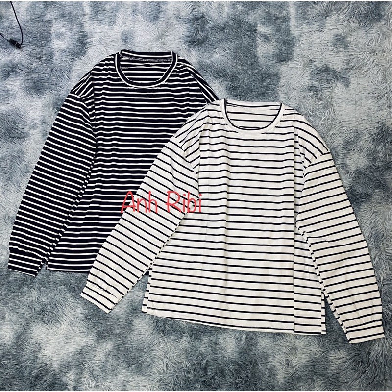 [RẺ VÔ ĐỊCH] Áo Thun Kẻ Oversize-Áo Thun Tay Dài From Rộng (Áo Thun Unisex Form Rộng) | BigBuy360 - bigbuy360.vn