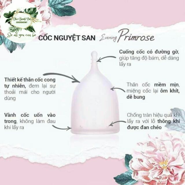 Bộ cốc nguyệt san Primrose Evening và nước rửa cốc Primrose Evening 150ml nhập khẩu Hàn Quốc