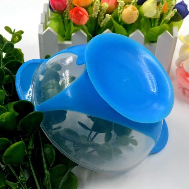 BÁT ĂN DẶM CÓ ĐẾ HÚT CHÂN KHÔNG CHỐNG ĐỔ CÓ NẮP VÀ THÌA SILICOL BÁO NÓNG