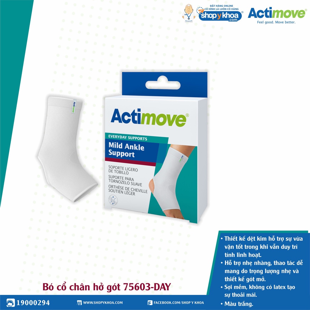Bó Cổ Chân Hở Gót 75603-DAY, Màu Trắng, Dùng Được Cho Chân Trái Và Chân Phải [Actimove] - NK Chính Hãng Châu Âu (1 Cái)