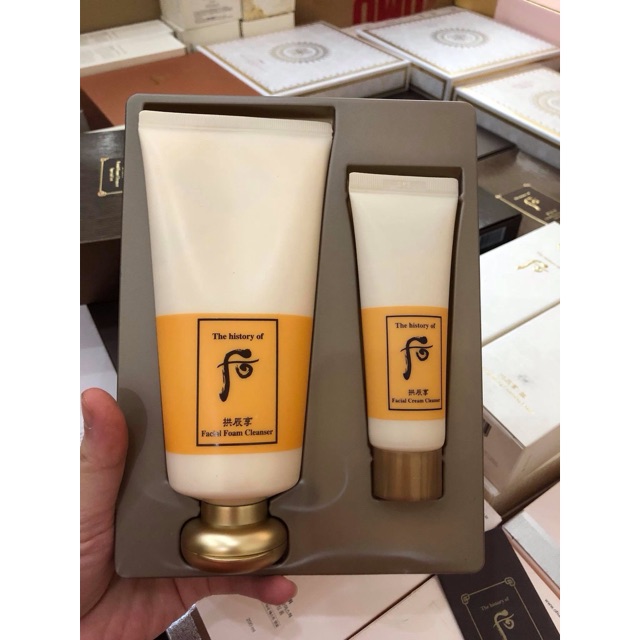 Set sữa rửa mặt whoo vàng