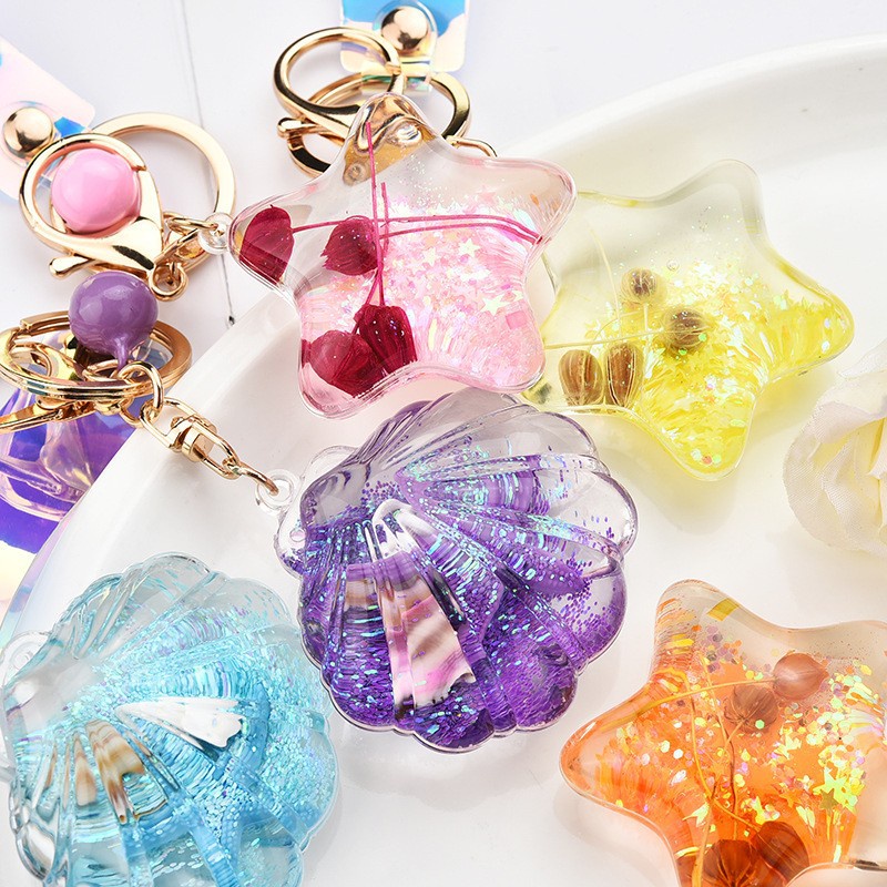 Móc Khóa Hình Vỏ Sò Ngôi Sao Năm Cánh Bằng Acrylic Sáng Tạo