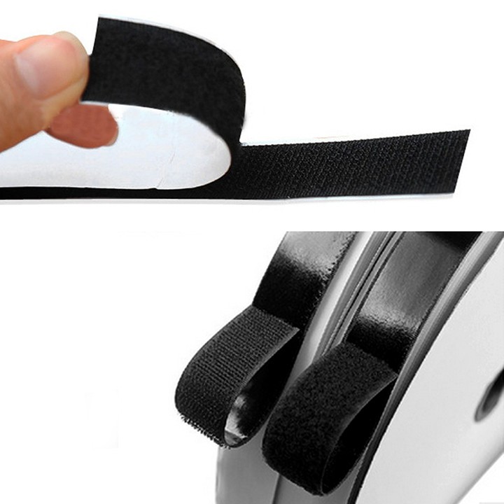 Băng Móc nhám, dán xé có keo sẵn bản 2cm - màu xám (velcro tape/ khóa nhám)