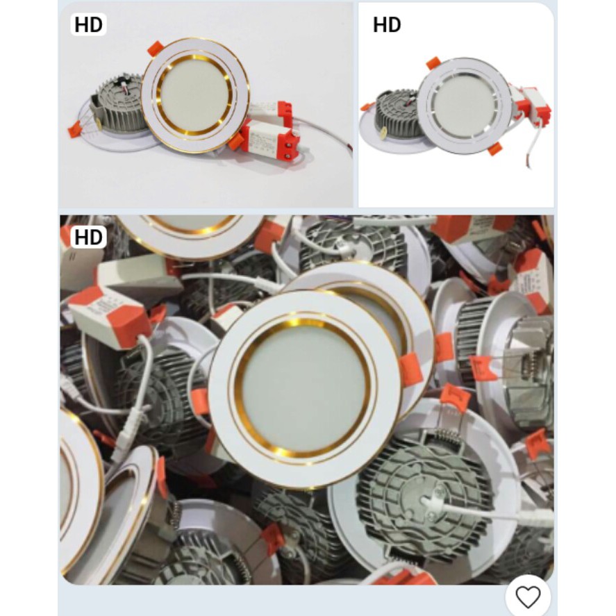 Đèn downlight led - đèn âm trần , viền bạc - đèn mắt trâu 7w 3 màu