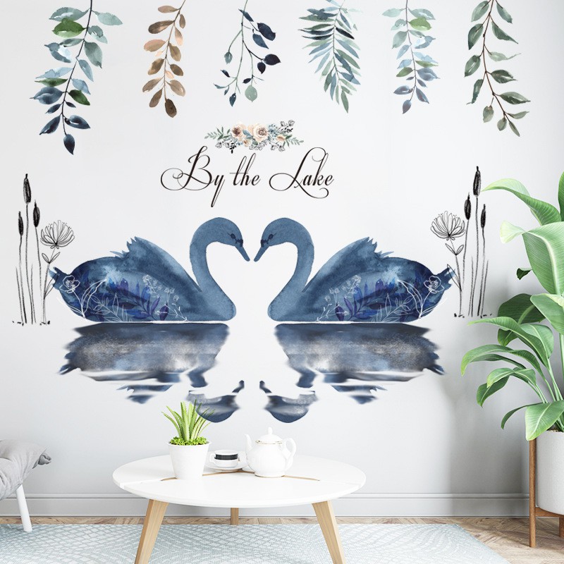 Decal dán tường hồ thiên nga nghệ thuật