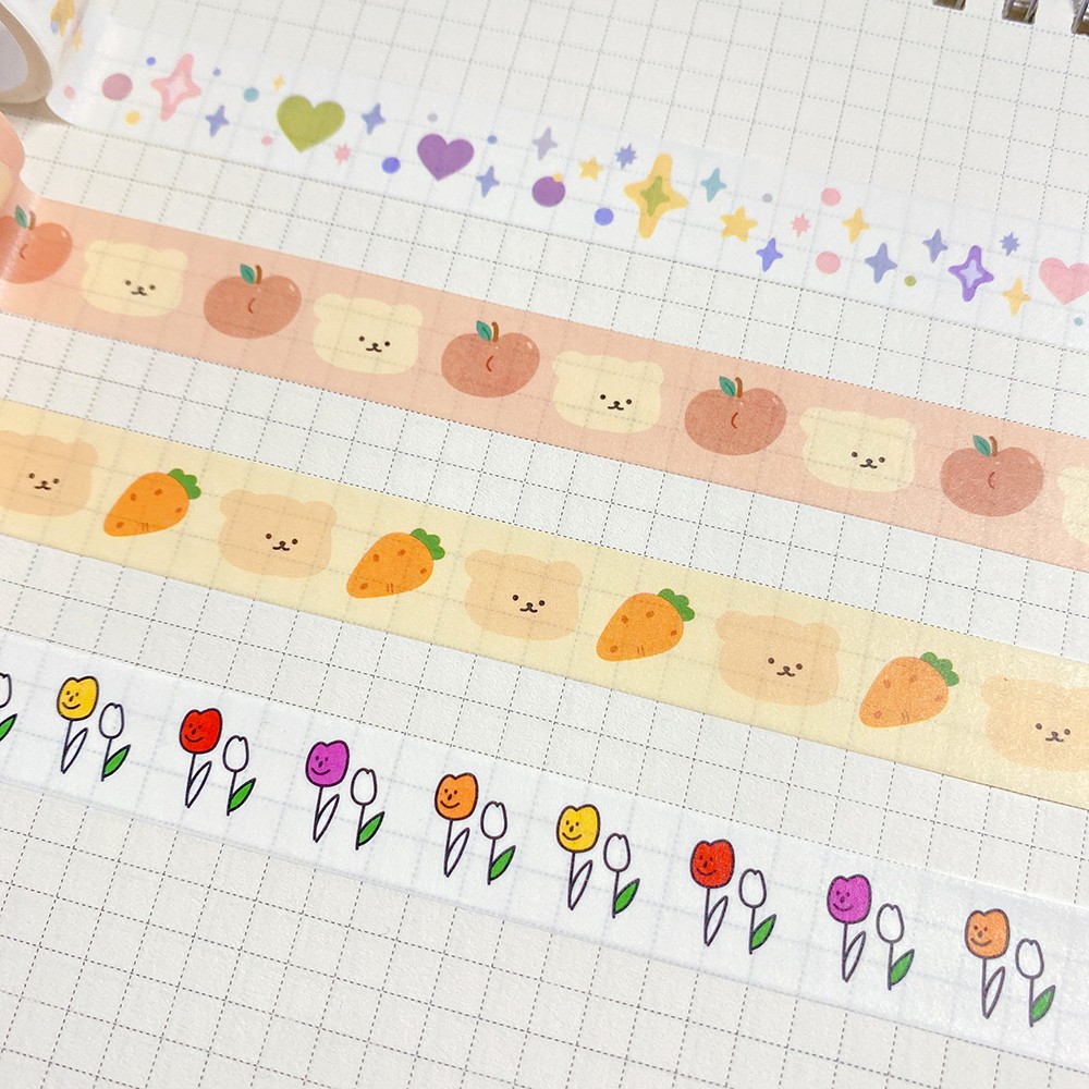 Washi tape cute Nông Trại Gấu Farm dễ thương dài 3m trang trí sổ tay, bullet journal siêu yêu BMBooks