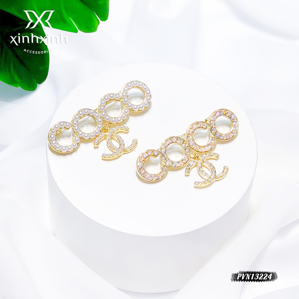 Tag cài áo chữ thời trang đính hạt