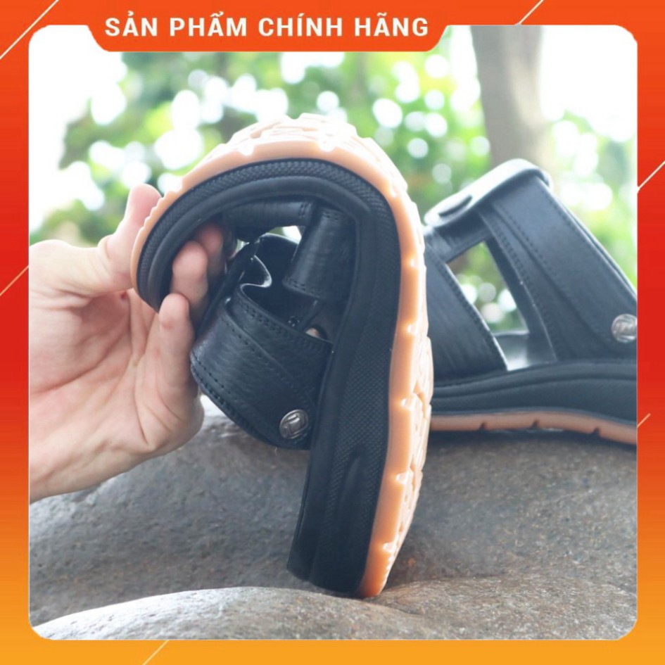 Dép sandal nam trung niên 💝 HT.NEO 💝 da bò xịn kết hợp đế kếp cao 3,5cm cực đẹp khâu may chân quai công nghệ 2021.