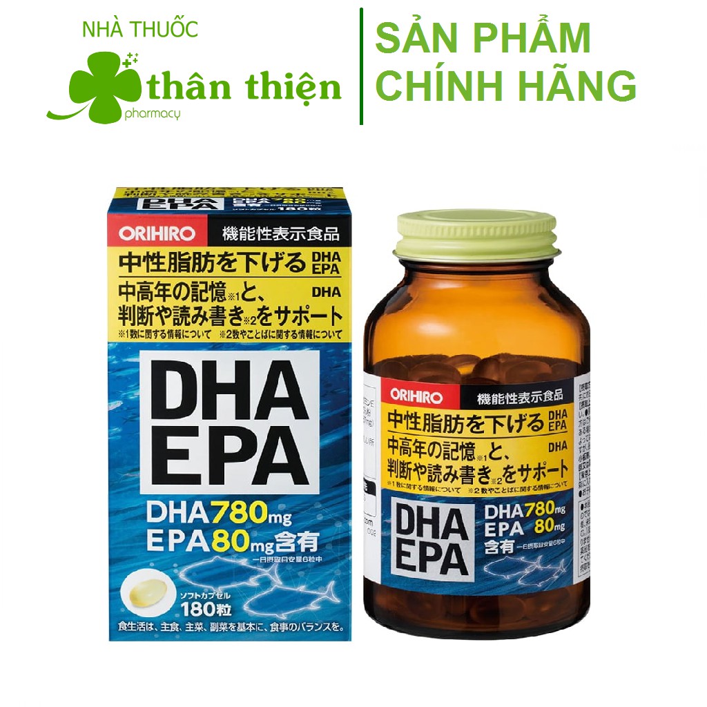 Viên bổ não DHA EPA Orihiro 180 viên – Giúp tăng cường trí nhớ, bổ sung dưỡng chất cho bà bầu, ổn định huyết áp