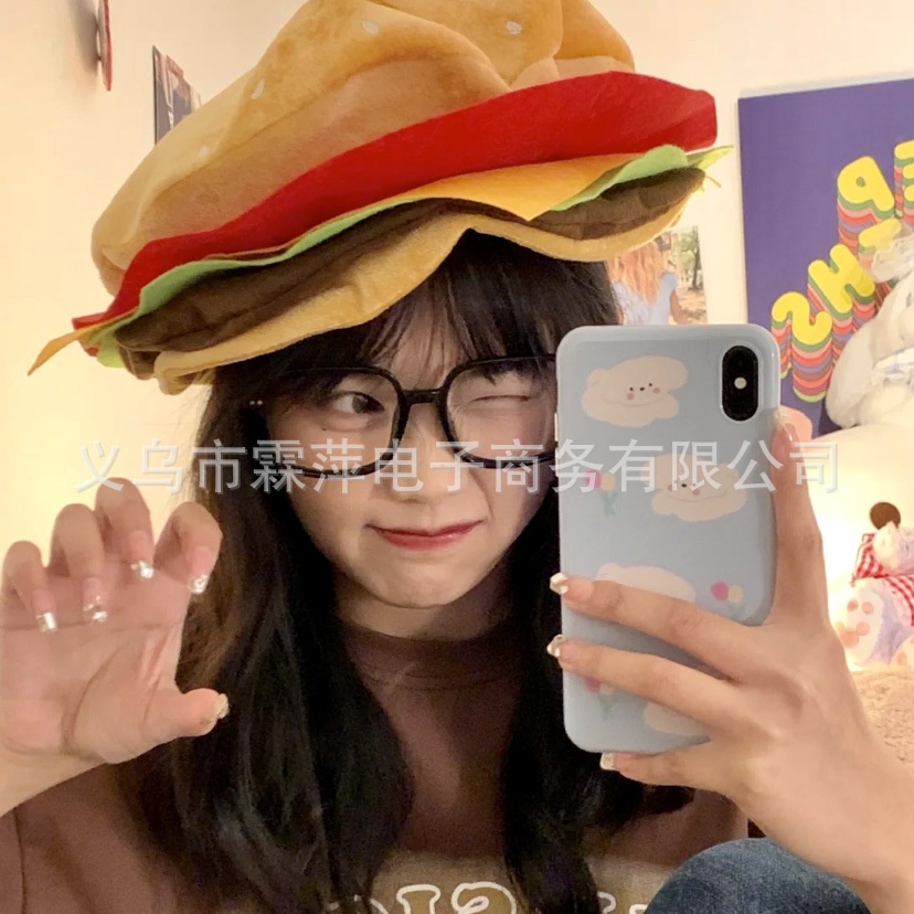 Mũ Hình Bánh Hamburger Hoạt Hình Vui Nhộn Sáng Tạo Cho Nữ