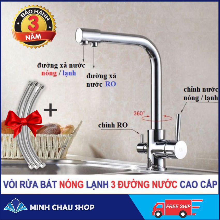 Vòi rửa bát 3 đường nước, vòi rửa bát kết hợp đường RO