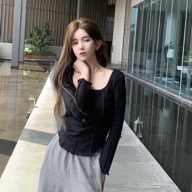 Áo len tăm cổ tròn 6 khuy bấm | BigBuy360 - bigbuy360.vn