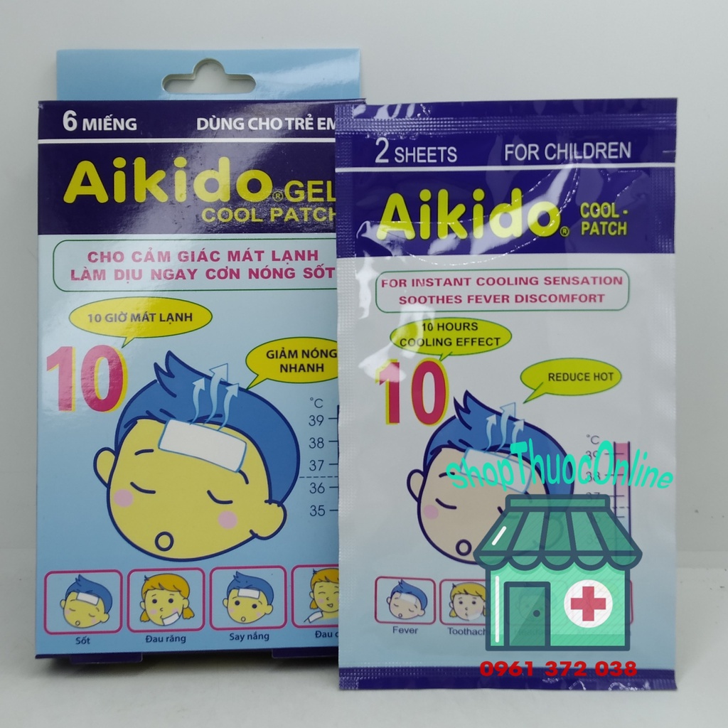 Miếng dán chườm lạnh Aikido Baby-Patch/Gel Cool Patch hộp 3 gói x 2 miếng