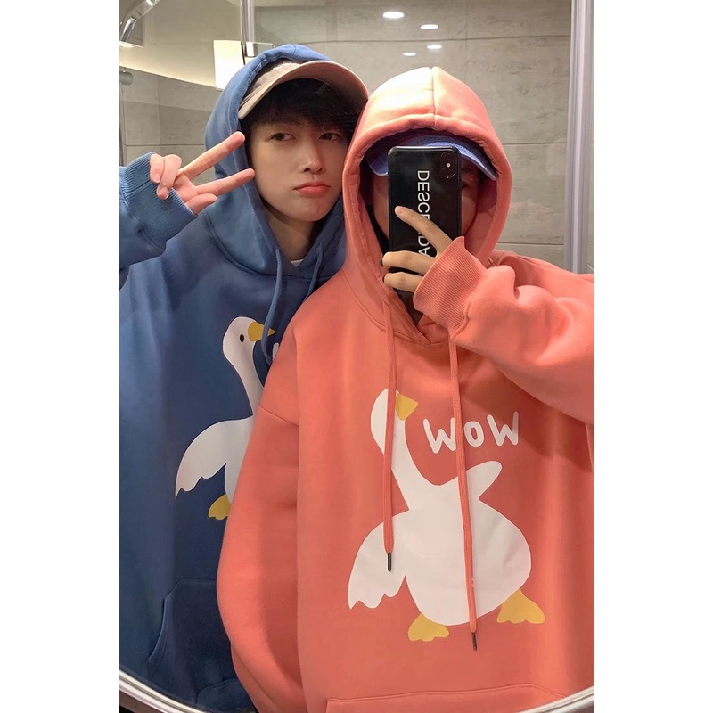 Áo hoodie dáng rộng in họa tiết hoạt hình phong cách Hàn Quốc thời trang cho nam và nữ size M-5XL