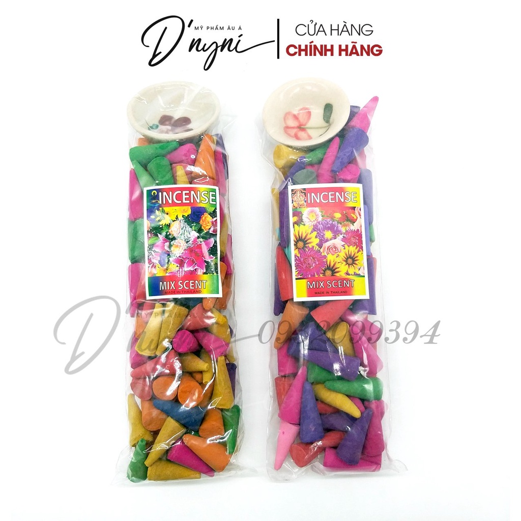 Trầm Hương Nụ MIX SCENT Nhiều Hương Hoa Thái Lan (100 nụ kèm chén sứ)