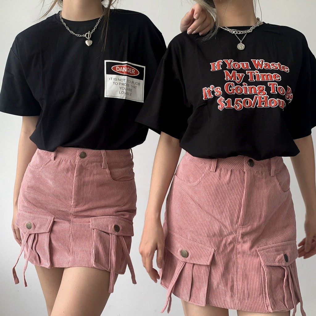 Usthebasic - Áo thun tay lỡ Danger