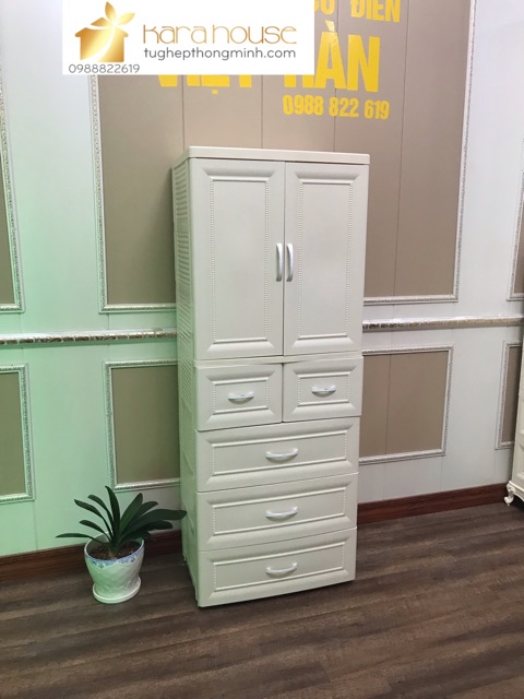 Tủ nhựa giả gỗ cao cấp nhập khẩu. Tủ 7 ngăn coa treo đồ, coa bánh xe, coa tay cầm. Hàng loại 1. Bảo hành 2 năm.