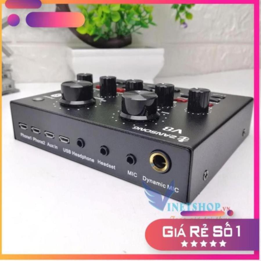 Sound card Zansong v8 livestream karaoke thu âm online,có bluetooth không cần cắm dây lấy nhạc-dc3536