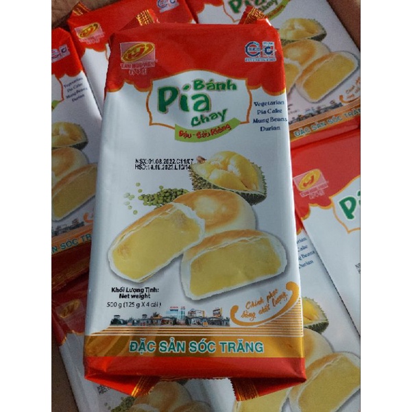 Bánh Pía Chay Lớn Tân Huê Viên 500 Gram ( Đậu Xanh Sầu Riêng - Hộp 4 Cái )