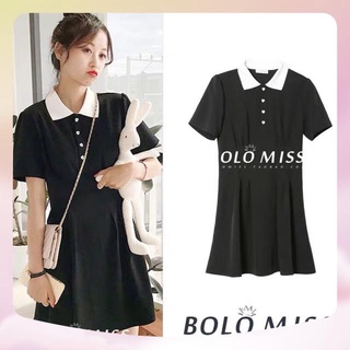 ORDER Váy cổ Polo đen khuy trái tim