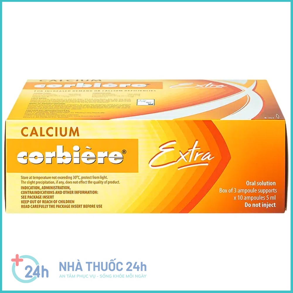 Siro Calcium Corbiere Extra Kids  - Tăng cường calci bổ sung canxi phòng ngừa loãng xương còi xương - Hộp 30 ống