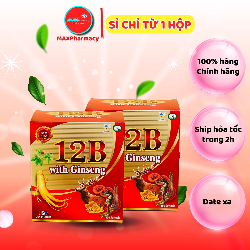 Viên uống Vitamin 12B GINSENG USA Pharma Tăng sức đề kháng, bồi bổ cơ thể Hộp 100 viên - Maxpharmacy