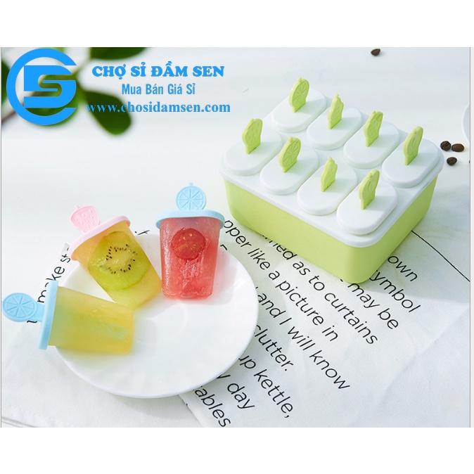 Khay làm kem cây 6, 8 ngăn, khuôn tự làm kem tiện dụng cho gia đình bạn G332-Hopkem