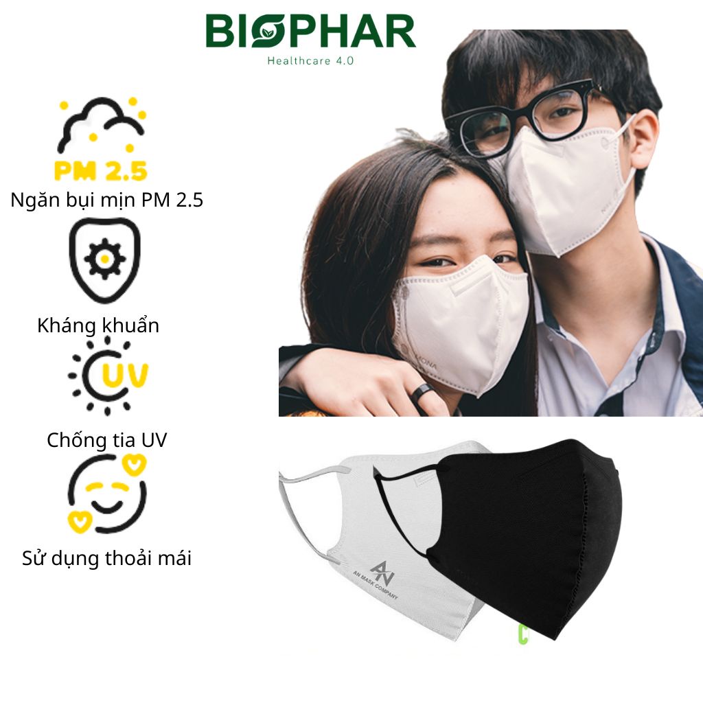 Khẩu Trang N99 6D An Mask Pro AntiMicrobial 99+ Ngăn Bụi Mịn Phong Cách