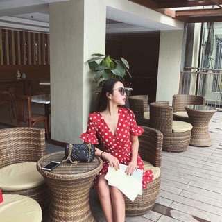 🌿🌿Váy chấm bi vạt chân bèo