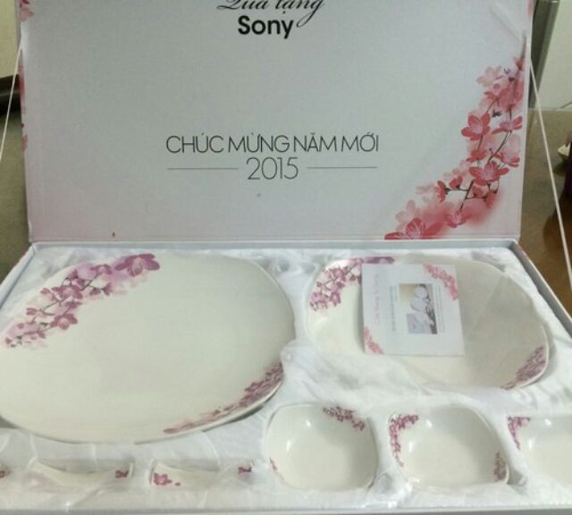 Bộ bát đĩa hoa đào Nhật Bản Sony