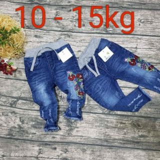 Combo quần jean thêu Hoa bé gái