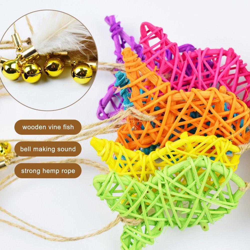 1 Cần Câu Gỗ Mini Có Chuông Dùng Làm Đồ Chơi Cho Mèo