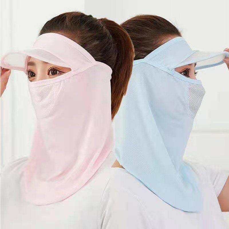 Khẩu Trang NINJA có vành nón Che Kín Mặt, Cổ. Khẩu Trang Vải Lụa Lạnh Thoáng Khí Chống Nắng Chống Bụi Bảo Vệ Cổ Mới