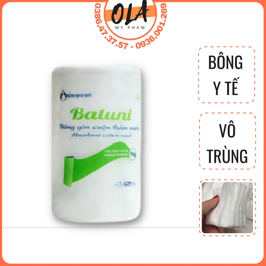 Bông Y Tế Batuni dạng cuộn - loại 1kg - mỹ phẩm ola