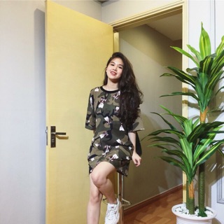 Đầm suông hoạ tiết