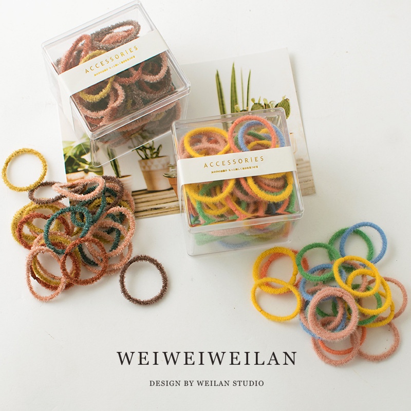 Bộ 100 Dây Thun Cột Tóc Phong Cách Hàn Quốc Cho Nữ