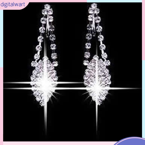 Bộ dây chuyền và cặp khuyên tai thiết kế hình lá đính đá sang trọng cho nữ